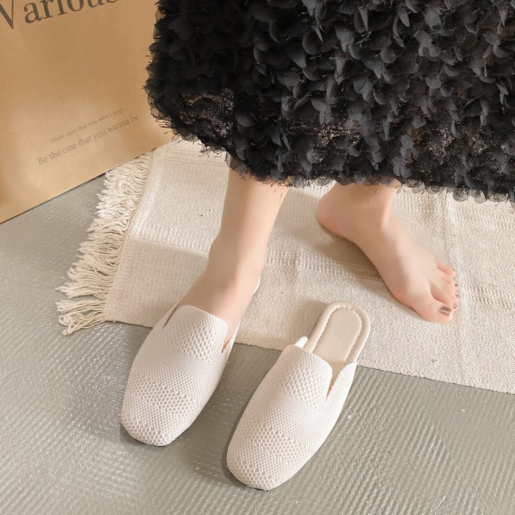 Summer square head flat European style slippers