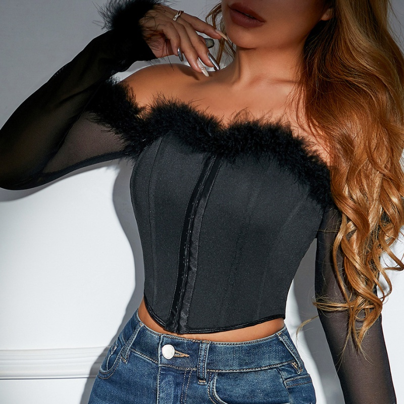 Gauze spicegirl tops slim splice corset for women
