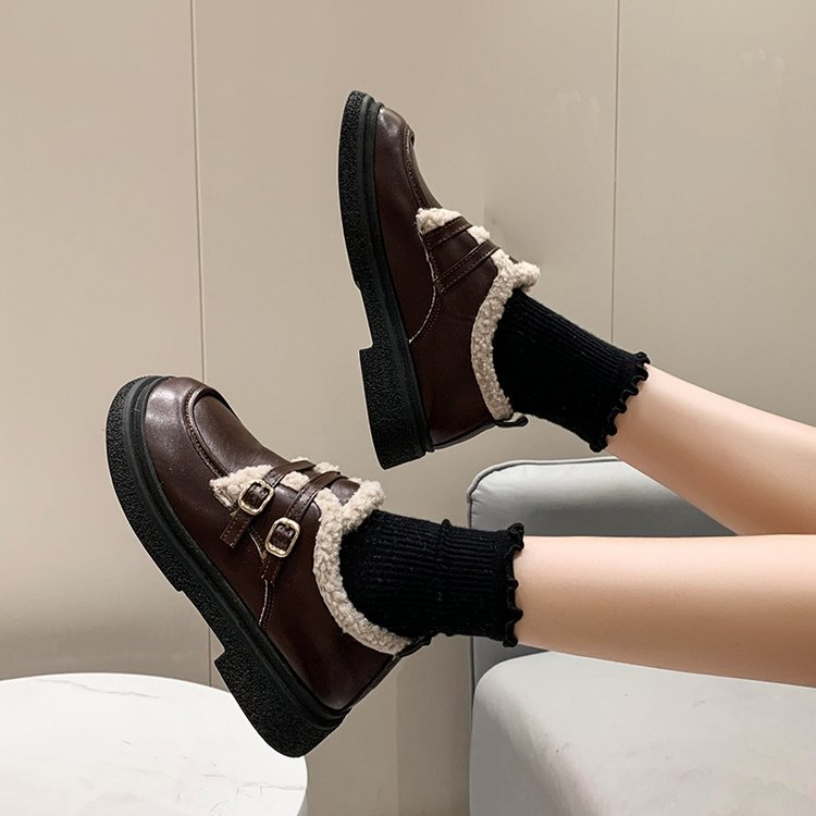 Cotton hasp leather shoes small shoes for women