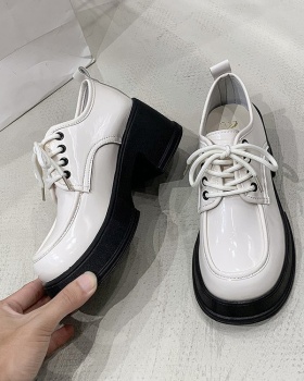 Thick crust shoes middle-heel leather shoes for women