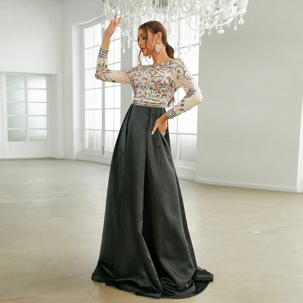 Sequins evening dress long sleeve dress for women