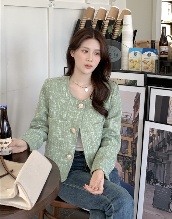 Coarse flower temperament weave tops Korean style retro jacket