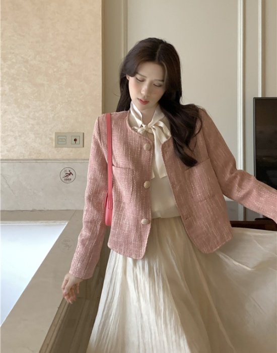 Coarse flower temperament weave tops Korean style retro jacket