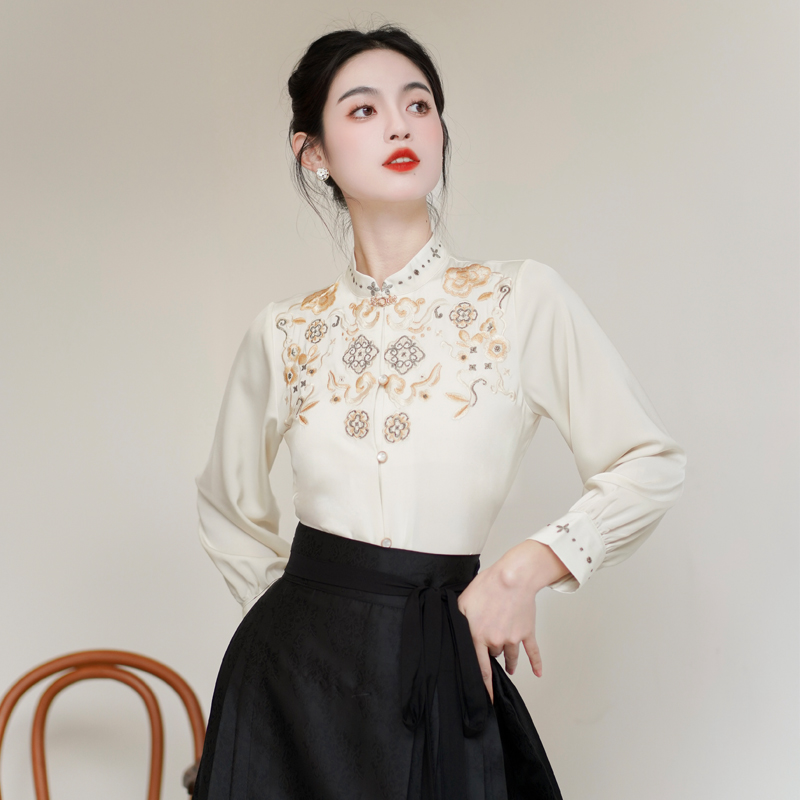 Chinese style skirt a slice shirt 2pcs set