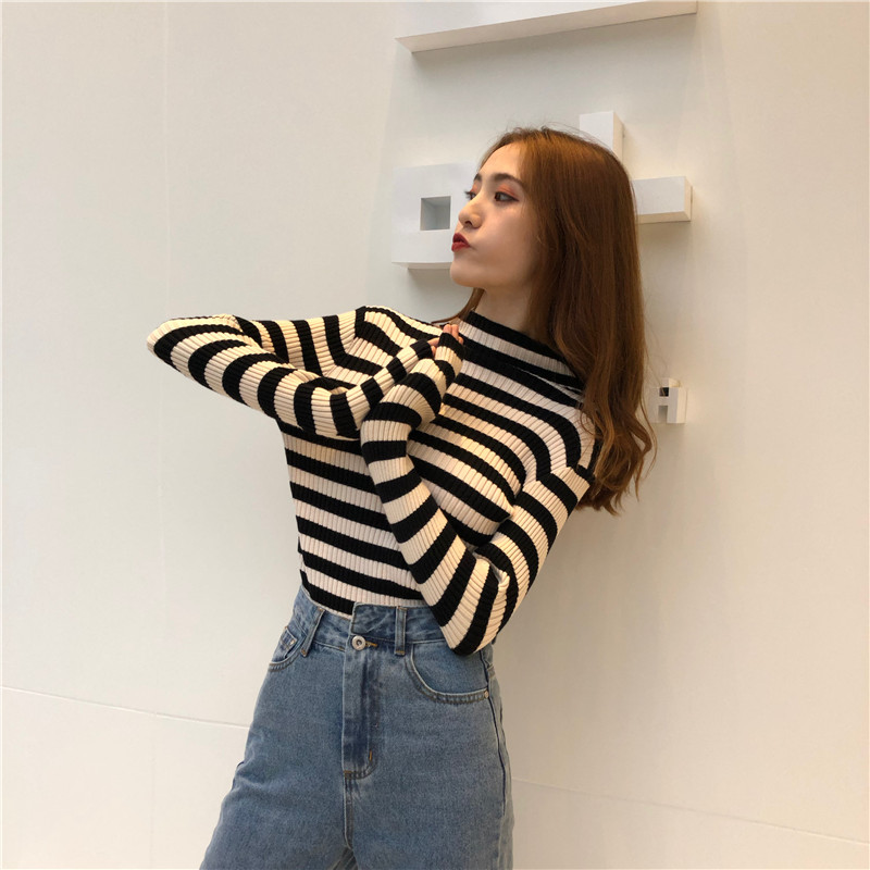 Long sleeve high collar bottoming thick slim sweater