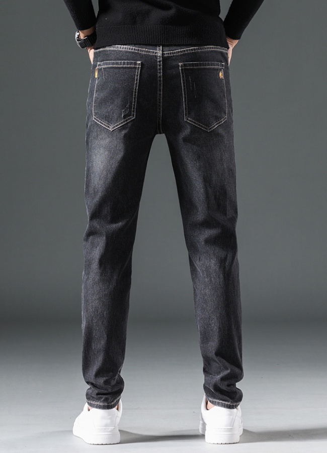 Plus velvet fashion jeans thick denim long pants for men