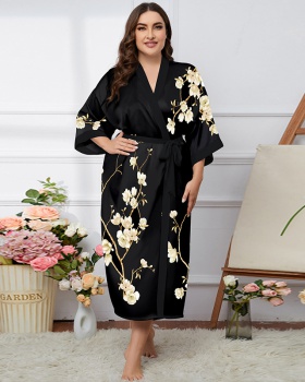 Satin homewear bathrobes silk nightgown for women