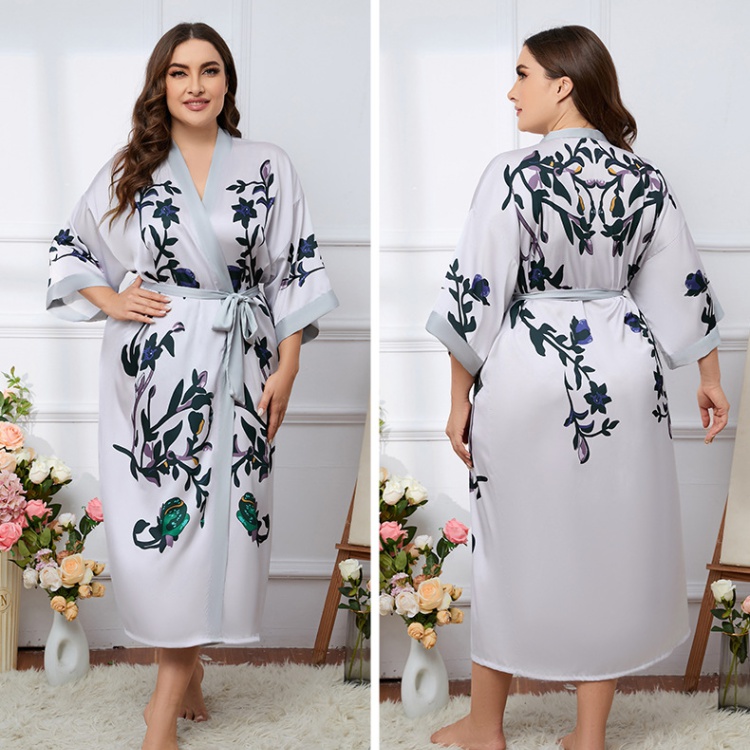 Summer satin nightgown silk bathrobes for women