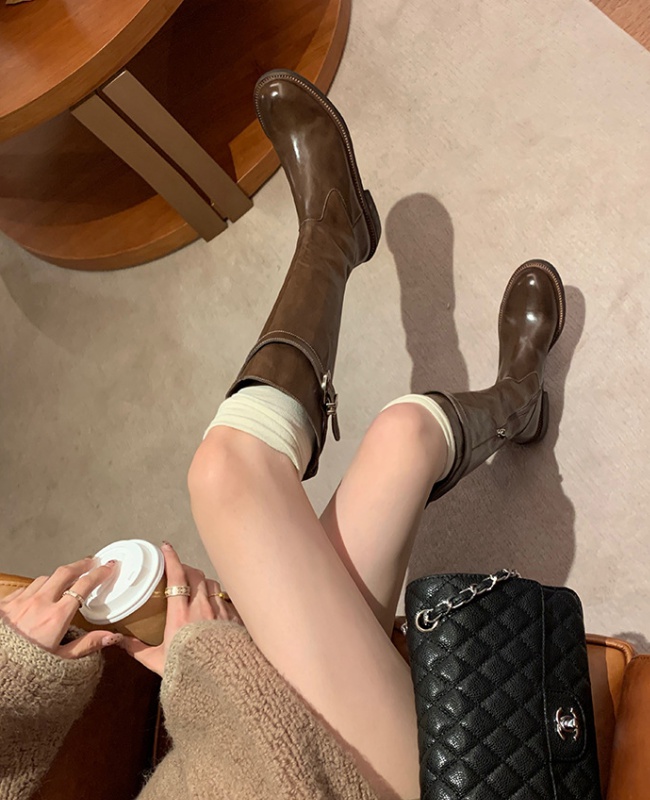 Winter round thigh boots all-match boots