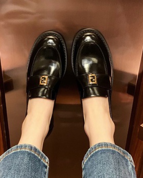 Winter leather shoes British style loafers for women