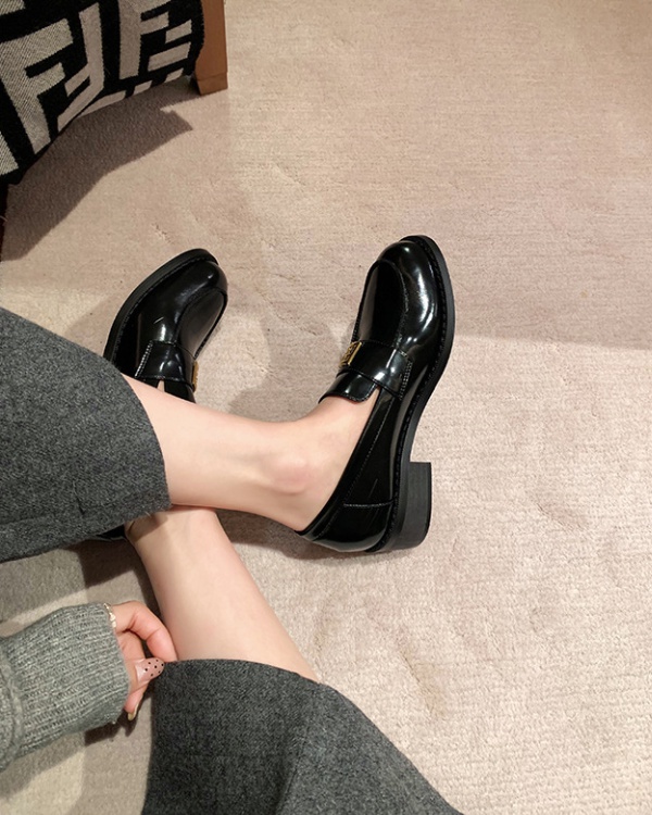 Winter leather shoes British style loafers for women