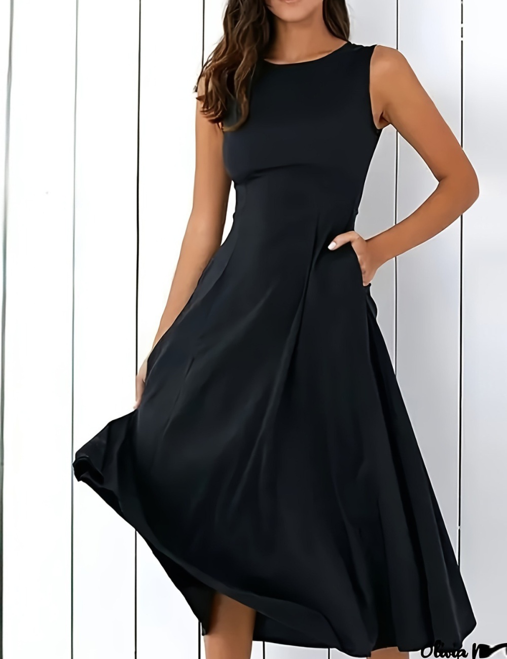 A-line slim dress straight spring and summer long dress
