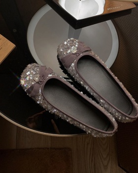 Sequins Casual low shoes glitter temperament bow lazy shoes