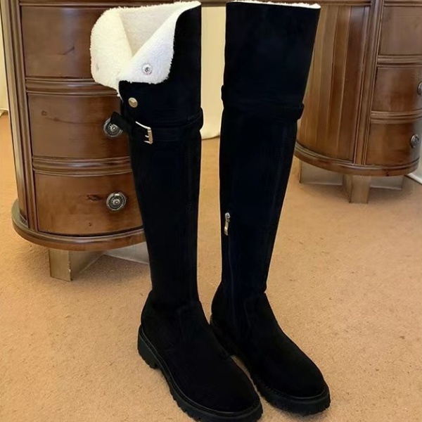 Thick crust plus velvet boots long tube thigh boots for women