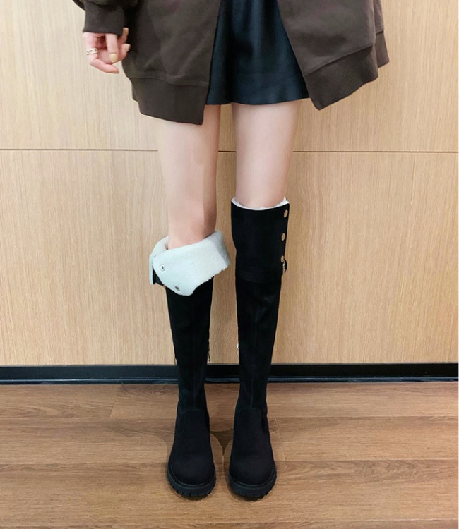 Thick crust plus velvet boots long tube thigh boots for women