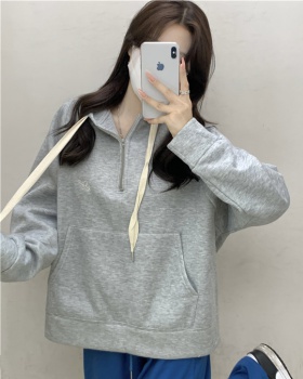 Loose small fellow hoodie lazy retro tops for women