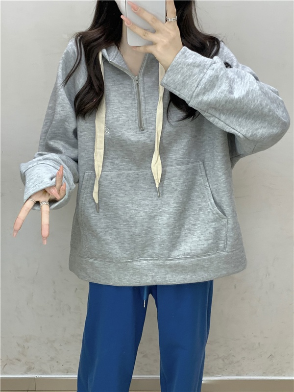 Loose small fellow hoodie lazy retro tops for women