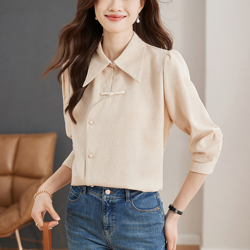 Chinese style long sleeve shirt spring tops for women