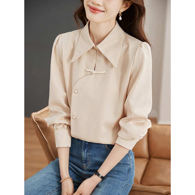 Chinese style long sleeve shirt spring tops for women