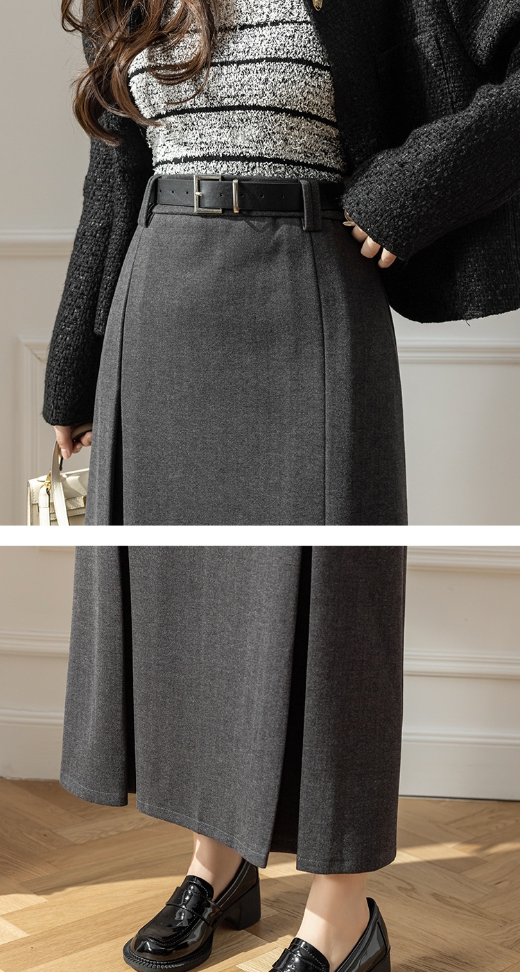 Winter woolen business suit A-line long dress for women