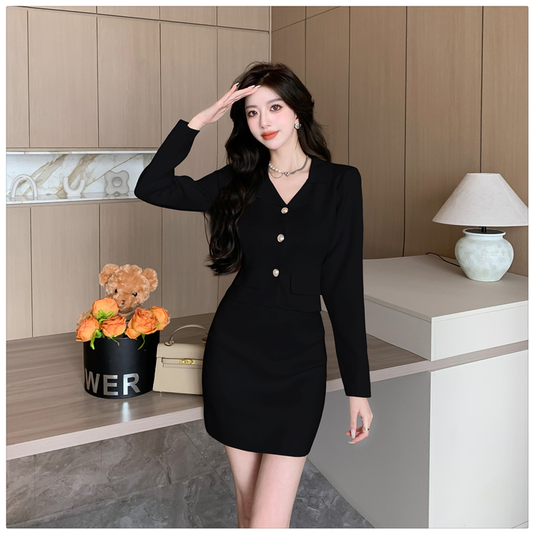 Knitted business suit dress 2pcs set for women