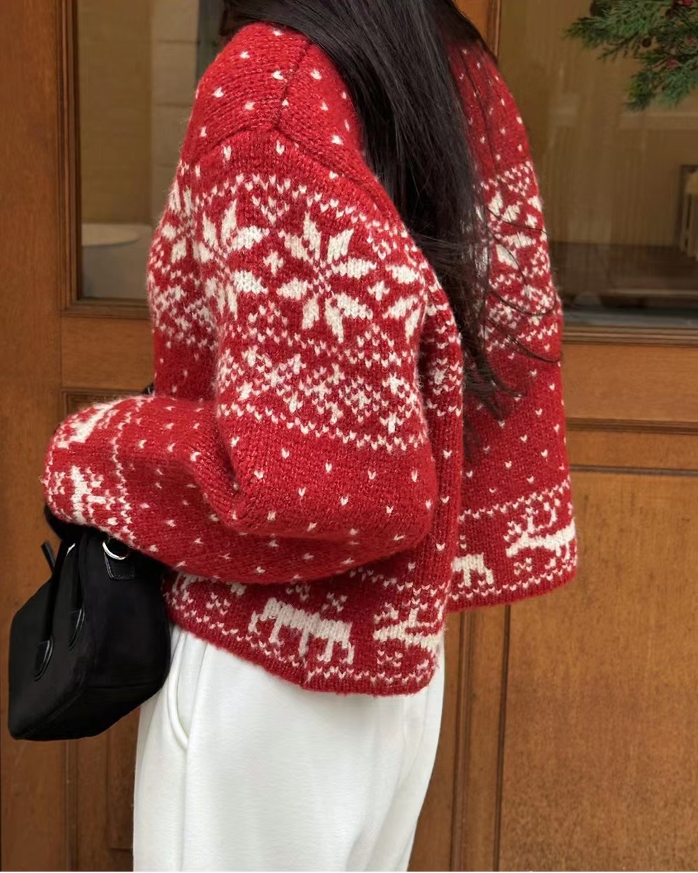 Personality loose lapel zip Korean style sweater