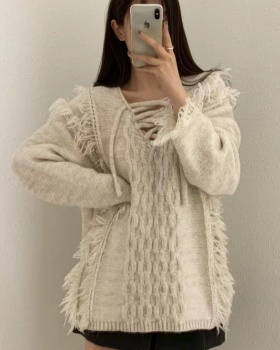 Korean style cross retro winter loose frenum sweater