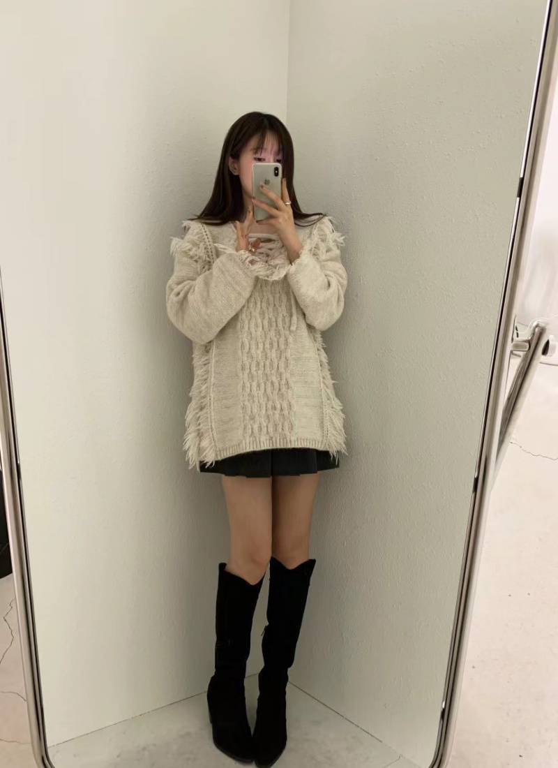 Korean style cross retro winter loose frenum sweater