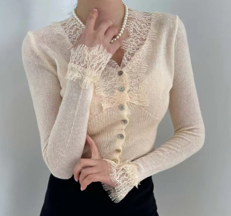 France style short sweater niche V-neck tops