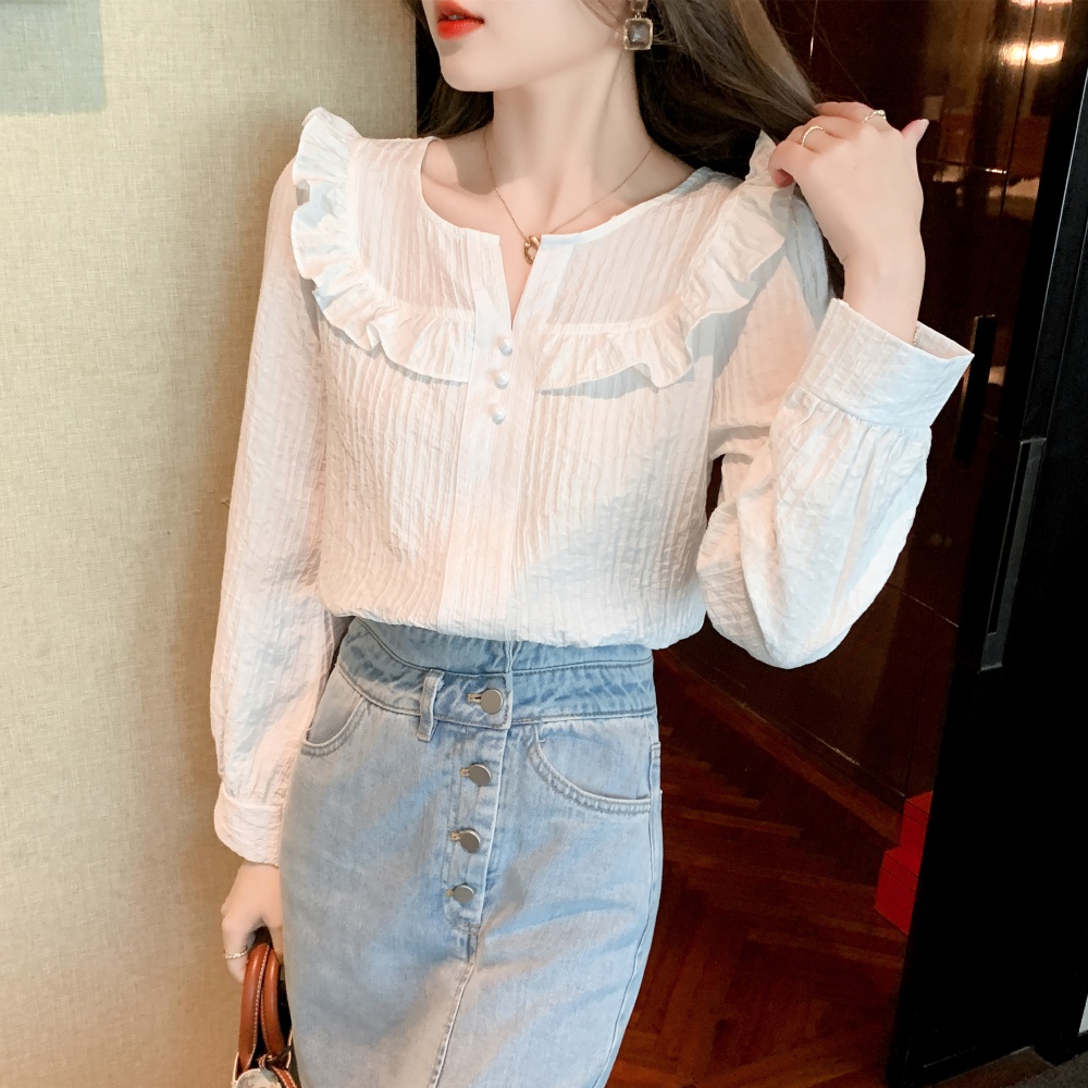 White spring shirt Korean style Western style tops for women