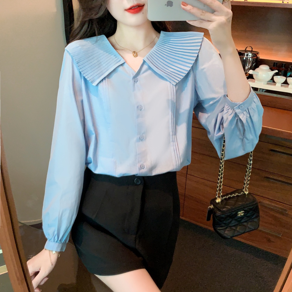 Spring loose small shirt France style doll collar tops