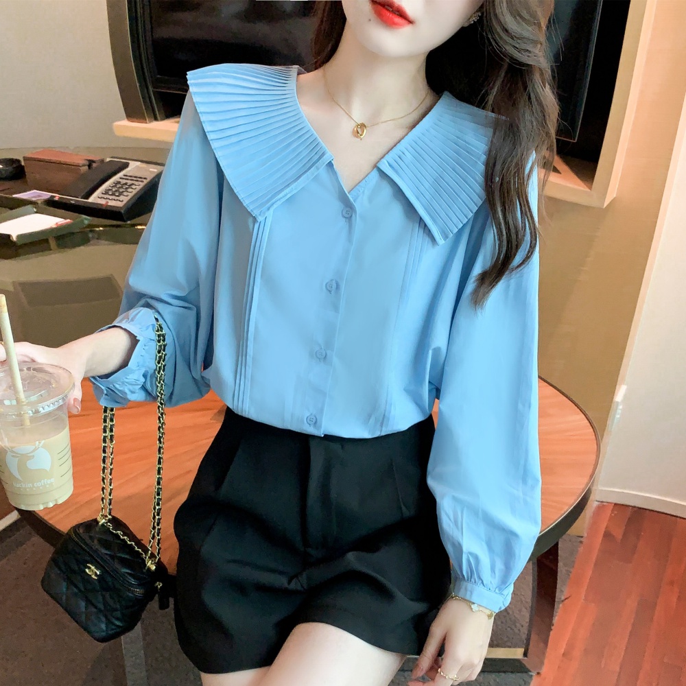 Spring loose small shirt France style doll collar tops