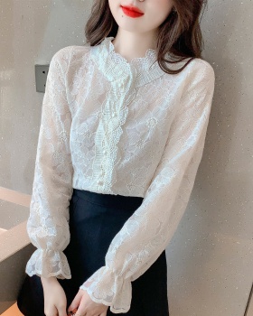 Lady spring small shirt cstand collar lace tops