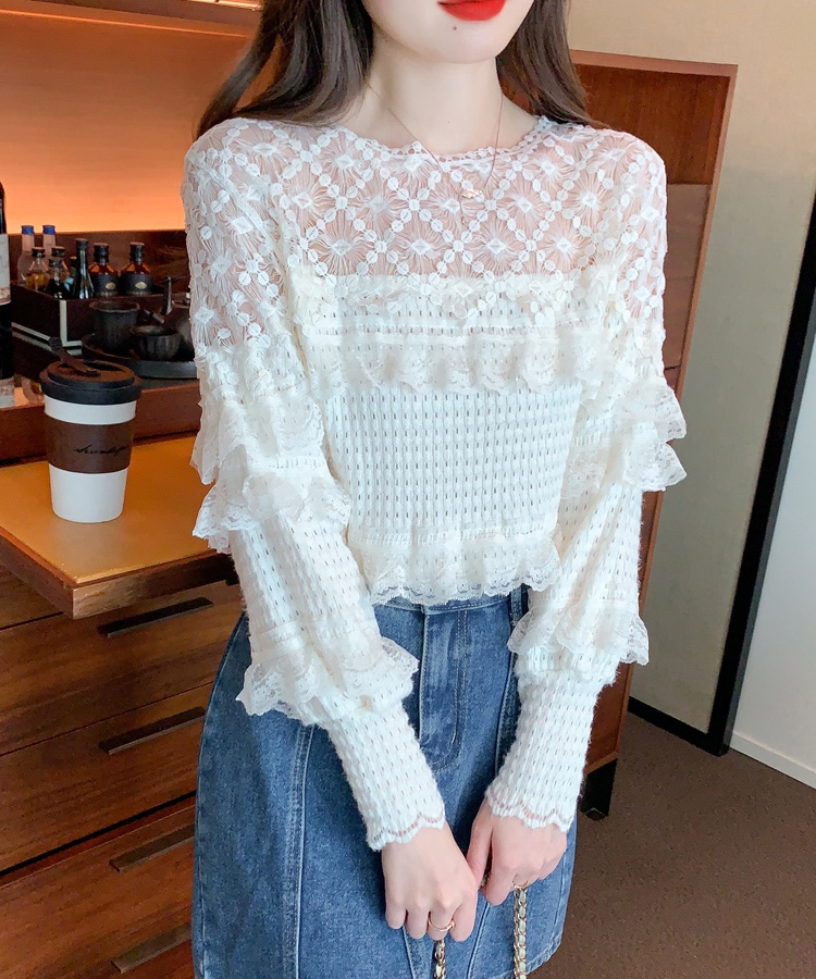 Spring bottoming shirt lace tops for women