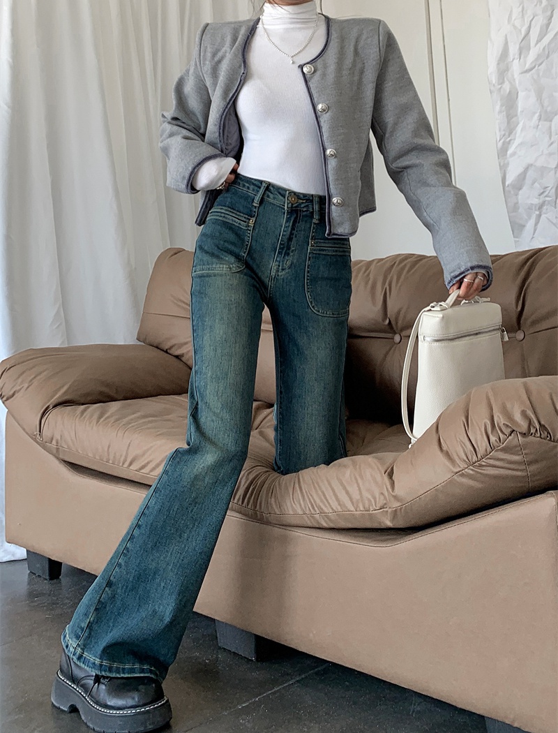 High waist retro jeans micro speaker speaker pants for women