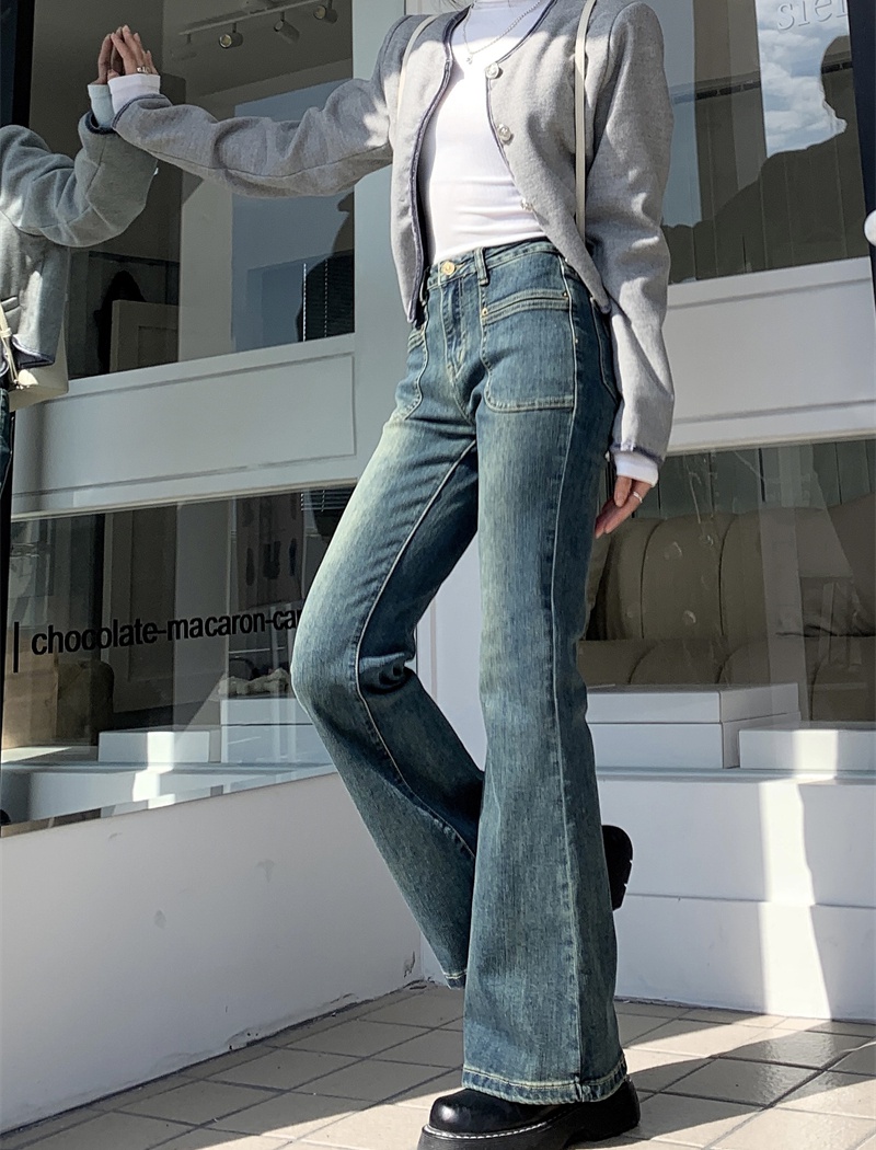 High waist retro jeans micro speaker speaker pants for women