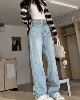 Straight high waist retro jeans spring slim pants for women
