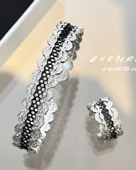 Lace rhinestone bracelet double color wristband for women