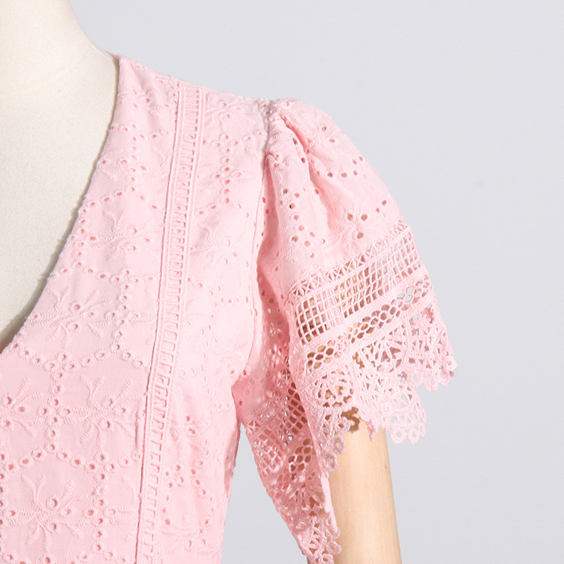 Boats sleeve spring cake France style lace dress for women