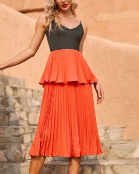 European style sleeveless formal dress sling dress for women