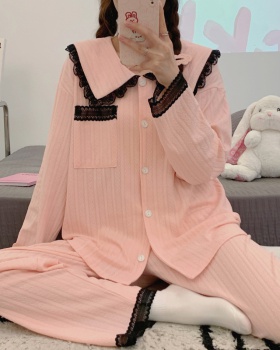 Loose homewear cardigan jacquard pajamas for women