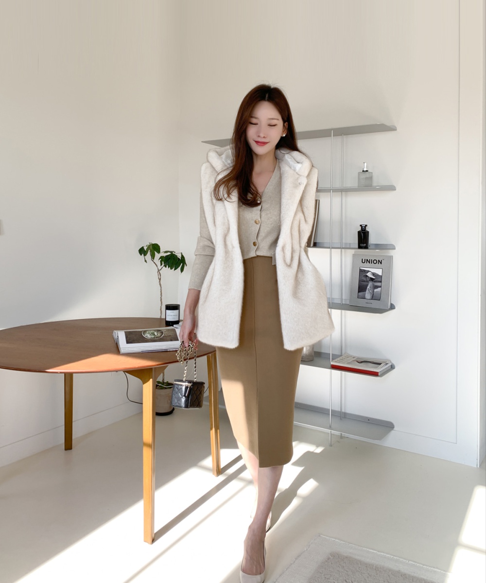 Mink hair Korean style cardigan luxurious fur coat