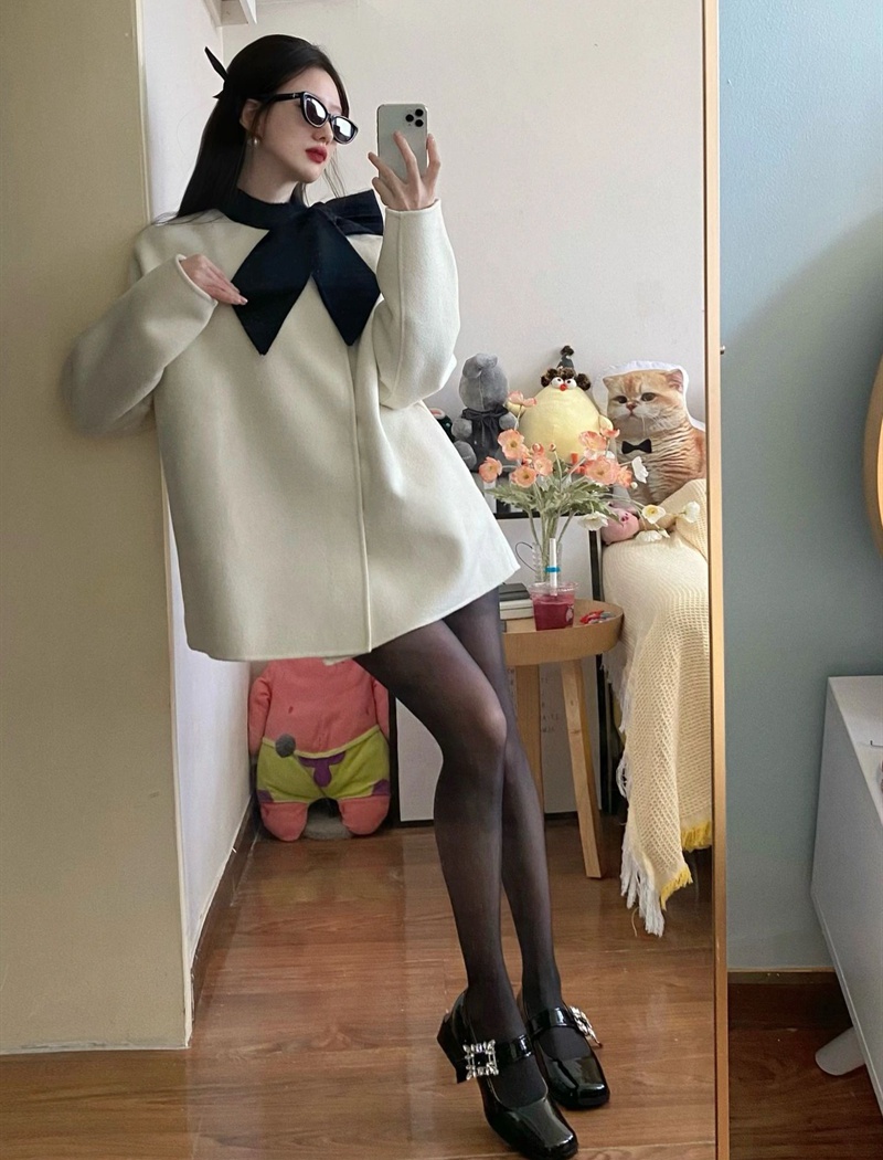 Korean style France style collar autumn and winter woolen coat