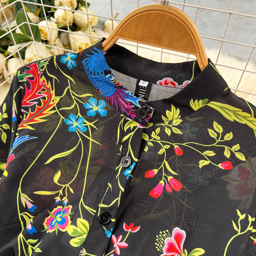 Ladies niche frenum shirt summer printing dress for women