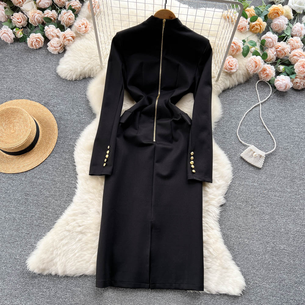 Black Korean style dress long long sleeve business suit