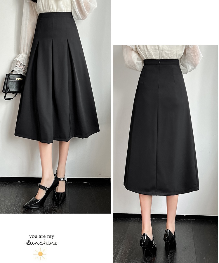 Pleated skirt spring and summer long skirt