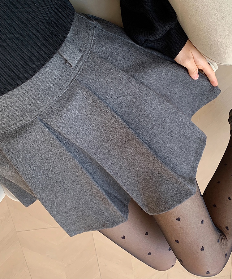 Autumn and winter slim skirt woolen gray culottes