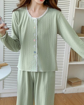 Green cardigan autumn pajamas a set for women