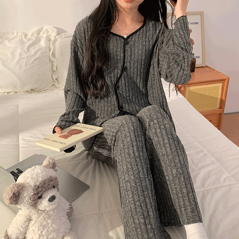 Long sleeve sweet thin pajamas a set for women