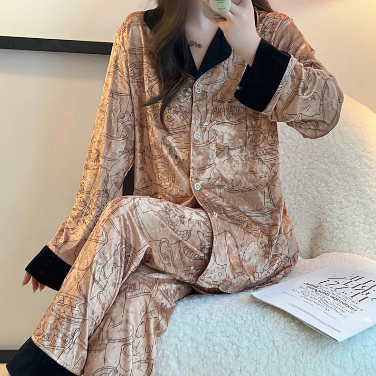 Large yard thermal thick Casual pajamas a set for women
